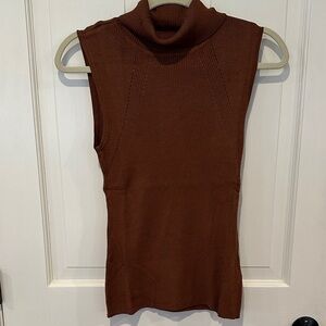 White House Black Market Chocolate Sleeveless Turtleneck Tank